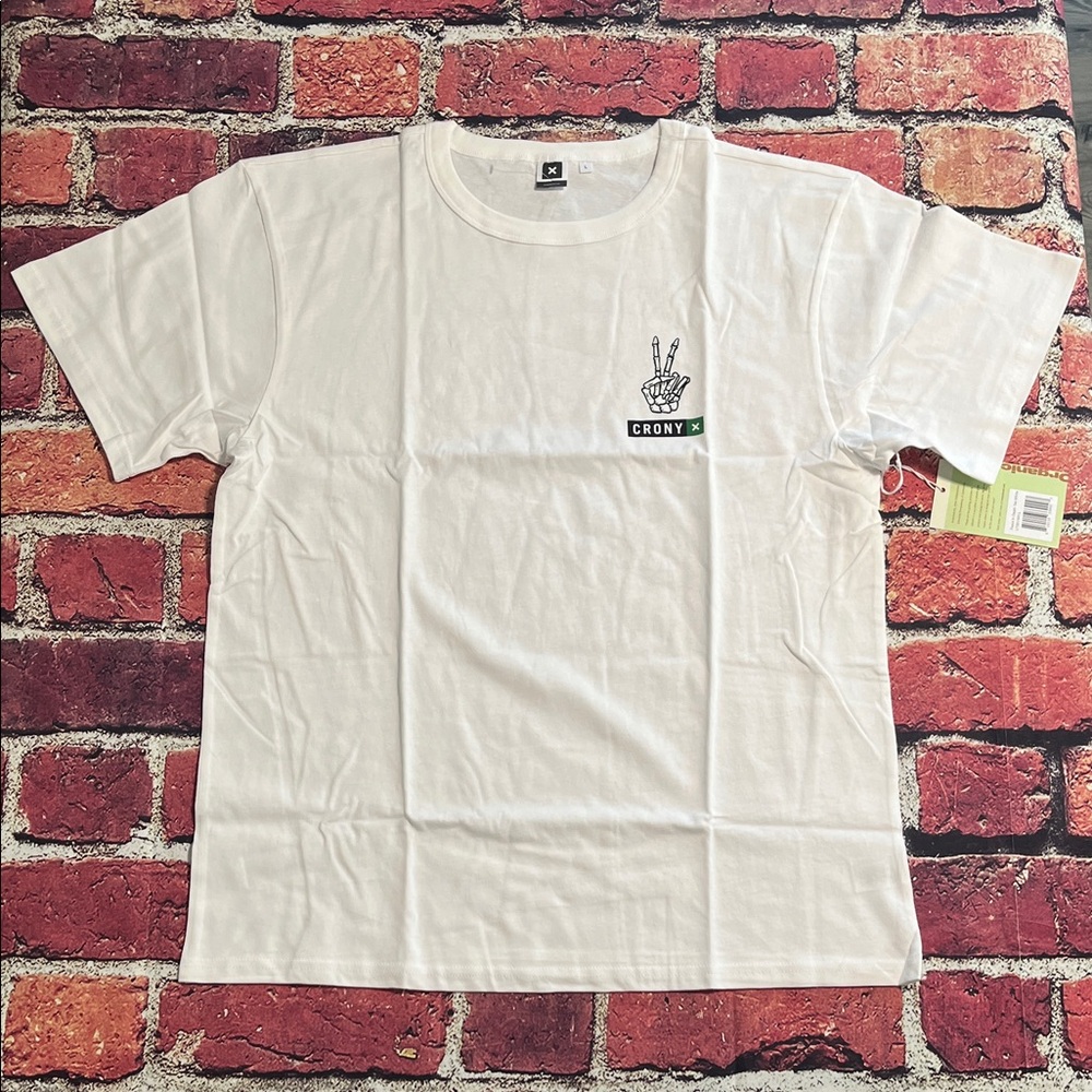 Onyx White Tee with Peace Graphic